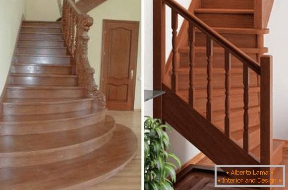 Quels sont les escaliers en bois dans une maison privée - des photos de différents styles