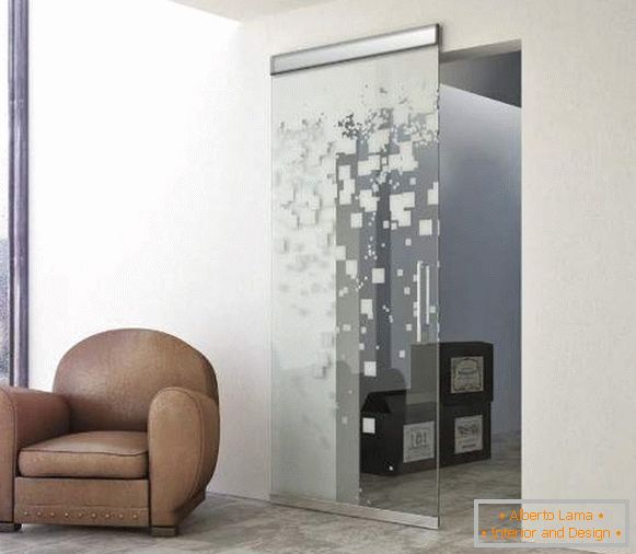 Portes intérieures coulissantes en verre à motif moderne