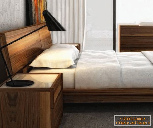 Модная кровать для спальнet etз дерева - фото в etнтерьере