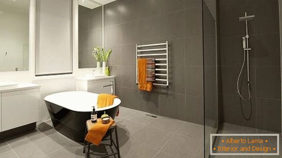 Design de salle de bain en gris et style minimal