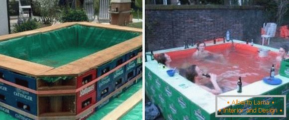 Comment faire une piscine à la datcha de boîtes et d'un bouleau - photo