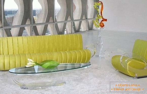 Canapé et fauteuil avec inserts en acrylique