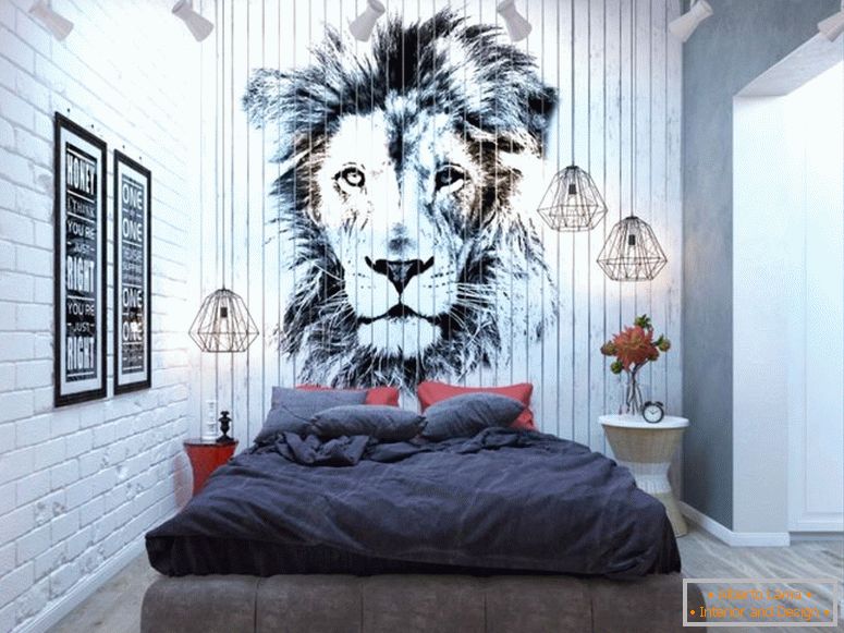 élégant-loft-avec-lion-chambre-chambre à coucher