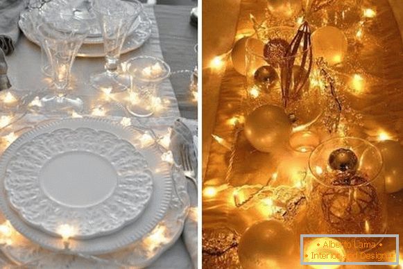 Guirlande LED comme décoration de la table du nouvel an