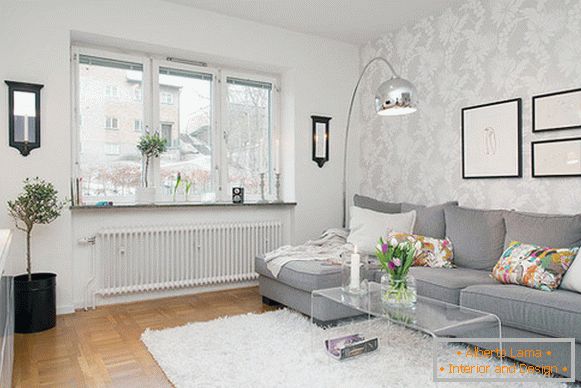Salon d'un petit appartement à Göteborg