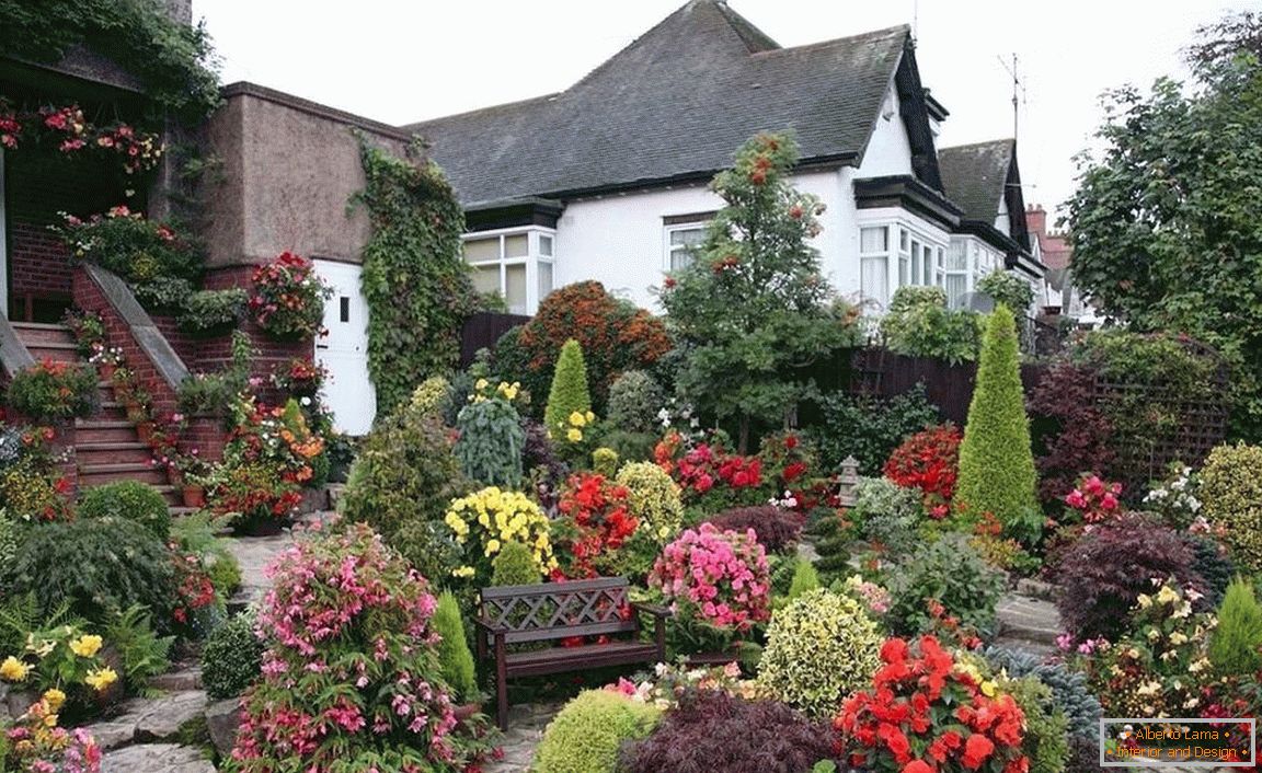 Jardin devant la maison dans un style romantique