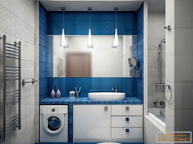 très harmonieusement conçu salle de bain-blanc-bleu-couleur