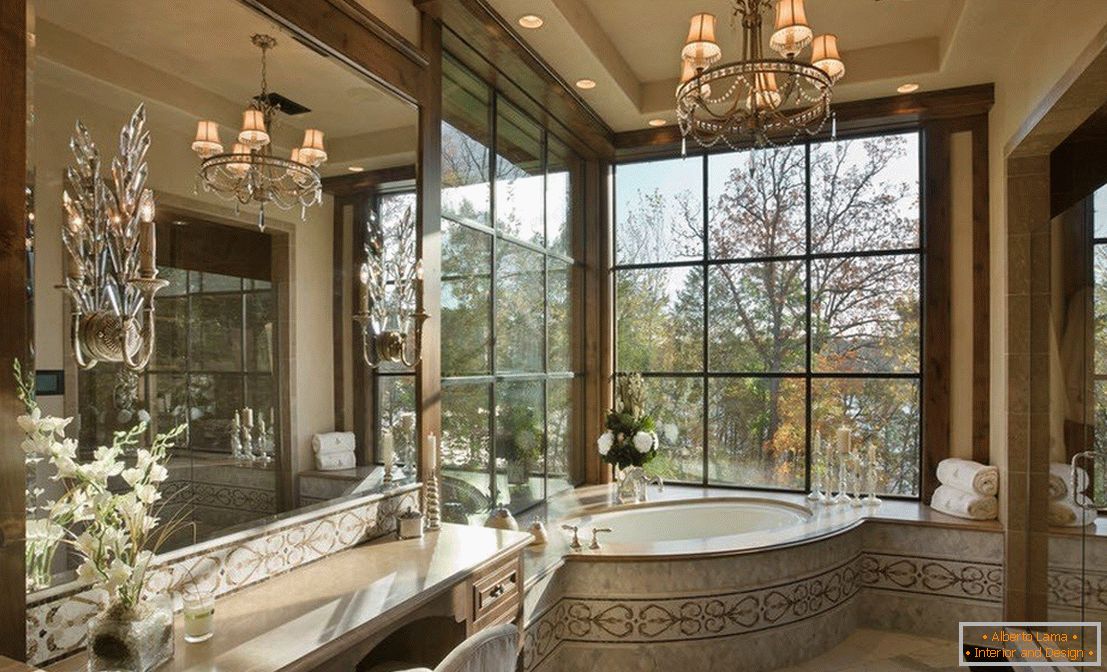 La salle de bain с панорамными окнами