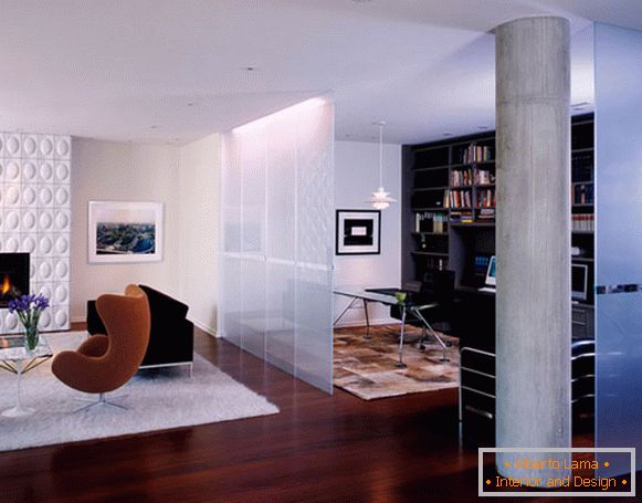 Cloisons semi-transparentes à l'intérieur d'un appartement de luxe
