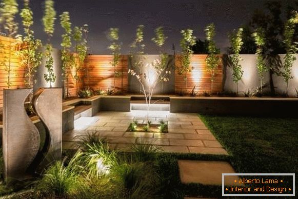 Design de jardin moderne - photo avec éclairage led