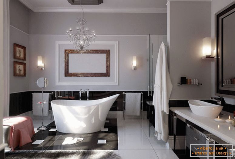 modern-glamorous-salle de bains-stainless-beautiful-chandelier
