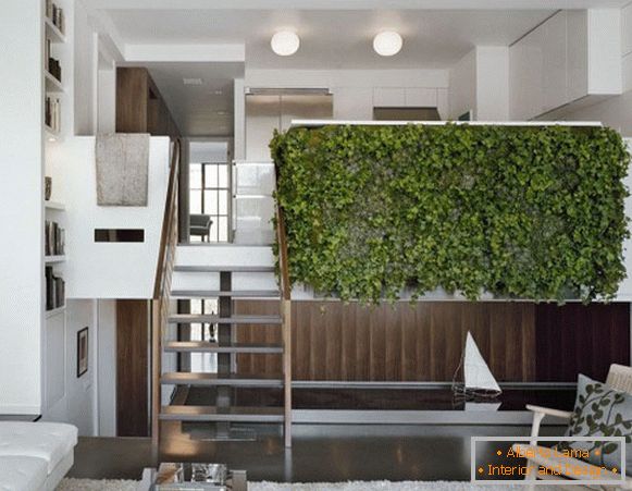 Des plantes à l'intérieur d'un appartement à deux niveaux