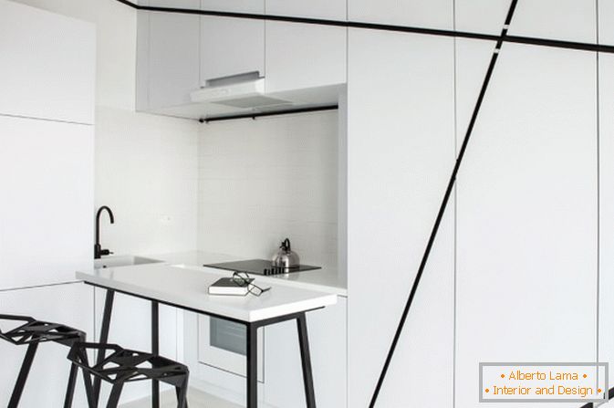 Studio cuisine en noir et blanc