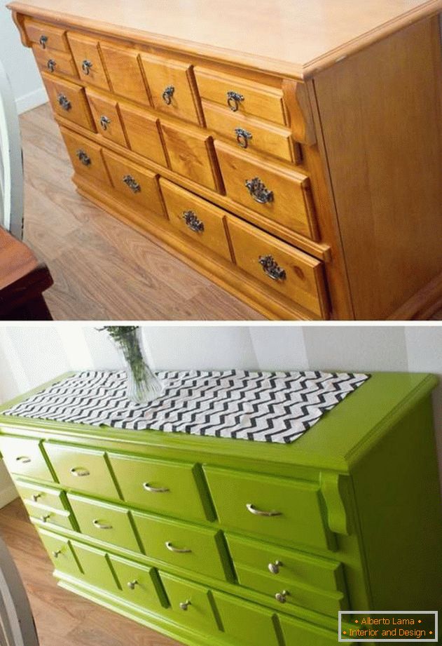Peinture de meubles en couleur verte