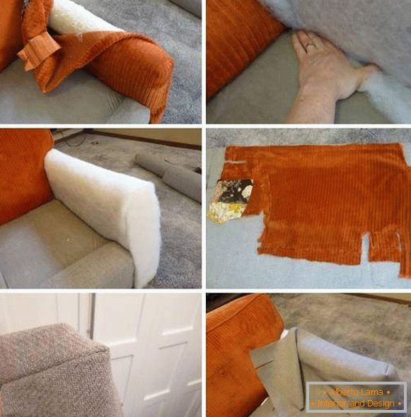 Réparer le canapé de vos propres mains - une constriction des accoudoirs