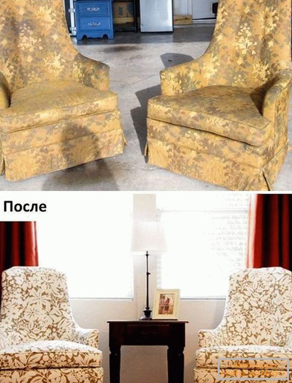Réparation de meubles rembourrés - photo de fauteuils avant et après
