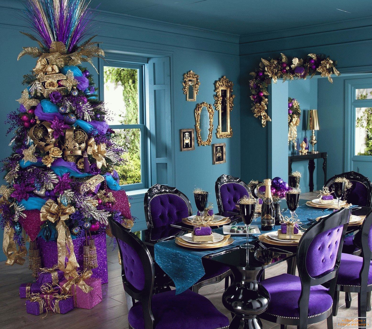 Chambre du nouvel an en couleur lila