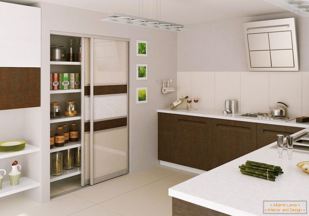 Intérieur de cuisine avec une armoire