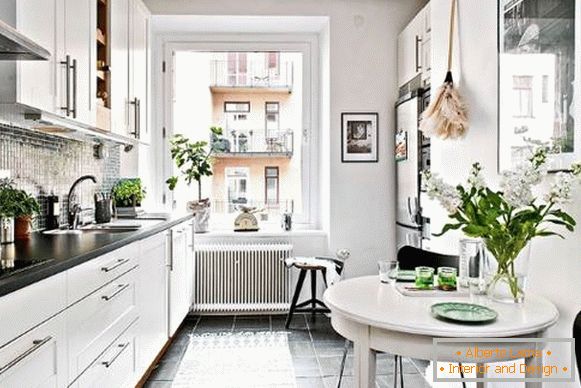 Design de cuisine dans un appartement de deux pièces de style scandinave