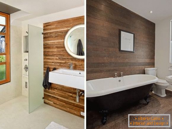 Panneaux en bois pour la décoration intérieure des murs - photo de la salle de bain