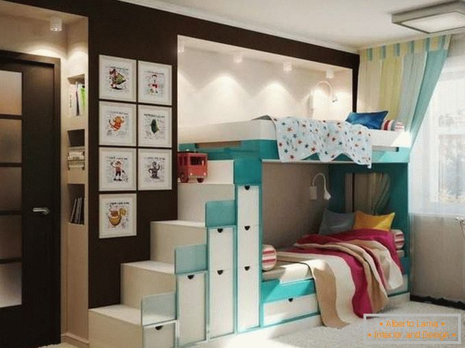 Conception d'un appartement de deux pièces pour une famille avec deux enfants - photo de l'intérieur d'un enfant