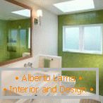 Intérieur de salle de bain blanc et vert