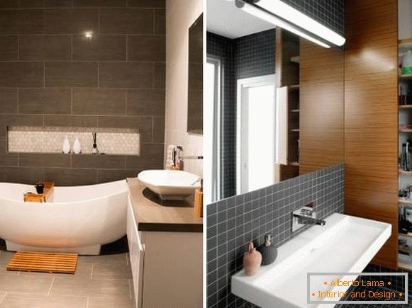 Design de salle de bain en couleurs sombres avec photo plomberie blanche 2016