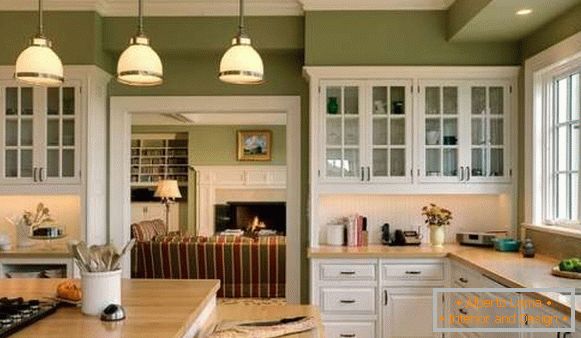 Design et cuisine d'intérieur dans une maison privée dans les tons verts
