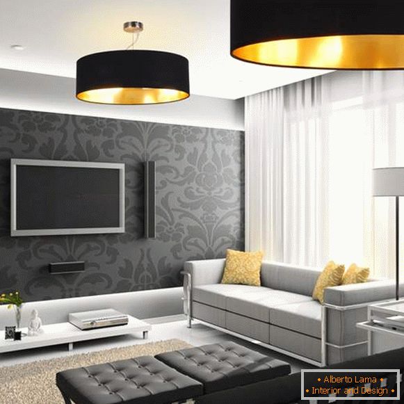 Design moderne du hall de l'appartement в черно-белом цвете