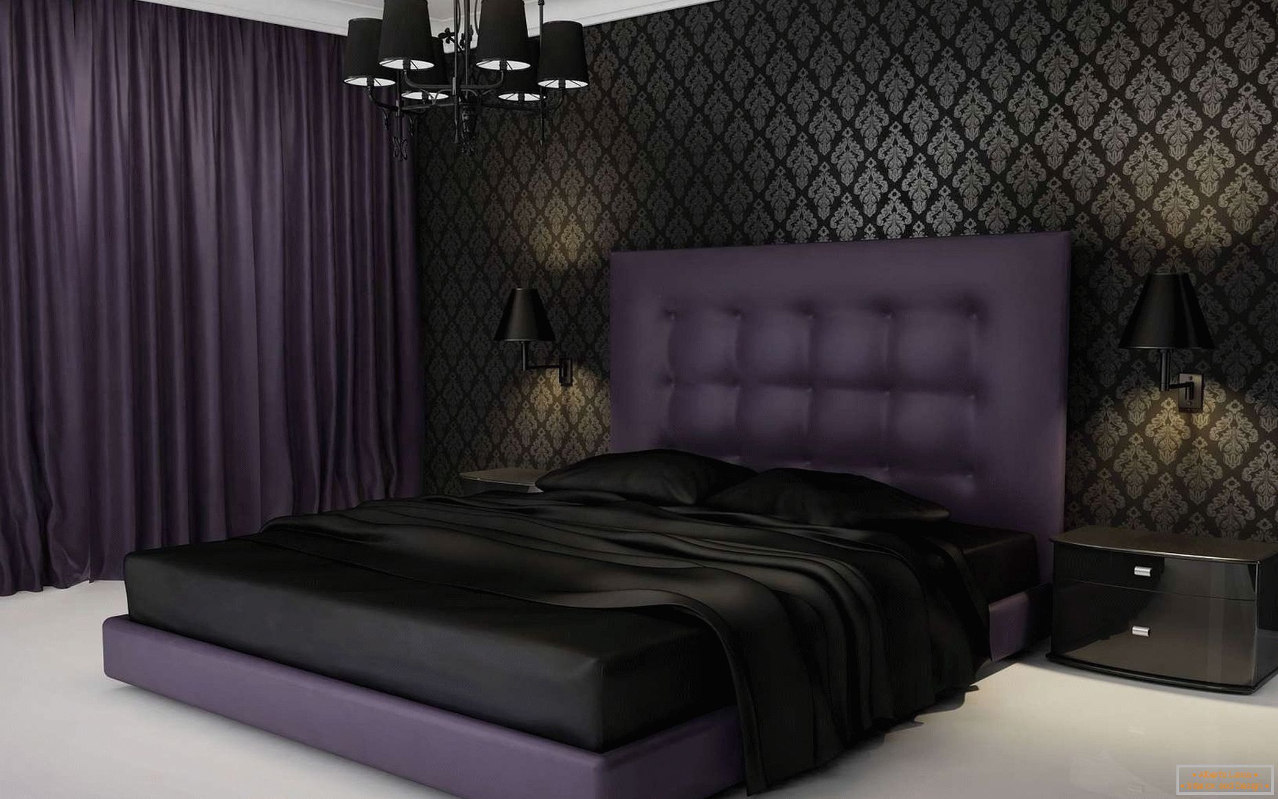 Design de chambre à coucher dans des couleurs sombres
