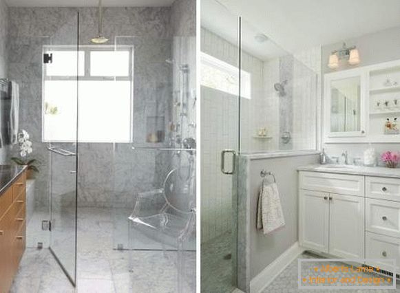 Portes vitrées pour la salle de bain - comment faire une douche sans cabine