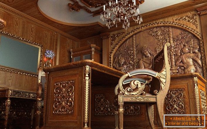 Un bureau baroque avec des meubles bien choisis. Meubles de vrais producteurs italiens.