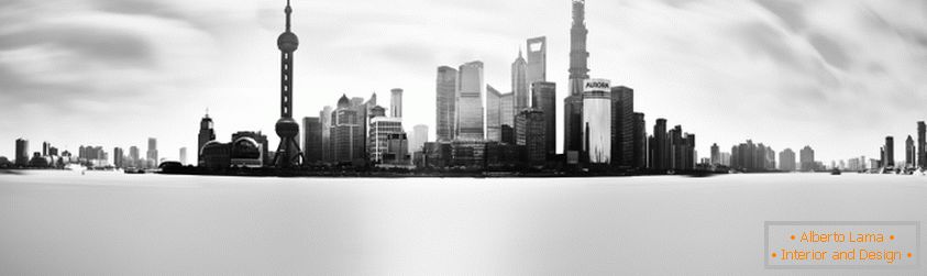 Photo panoramique noir et blanc de Singapour