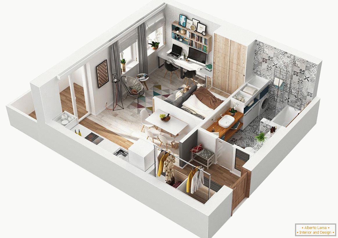 Maquette d'un petit appartement moderne