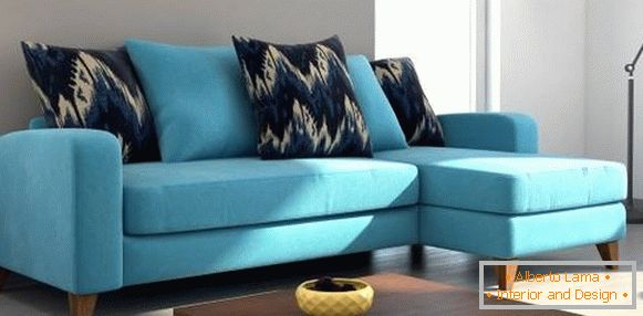 Petit canapé d'angle en couleur bleue