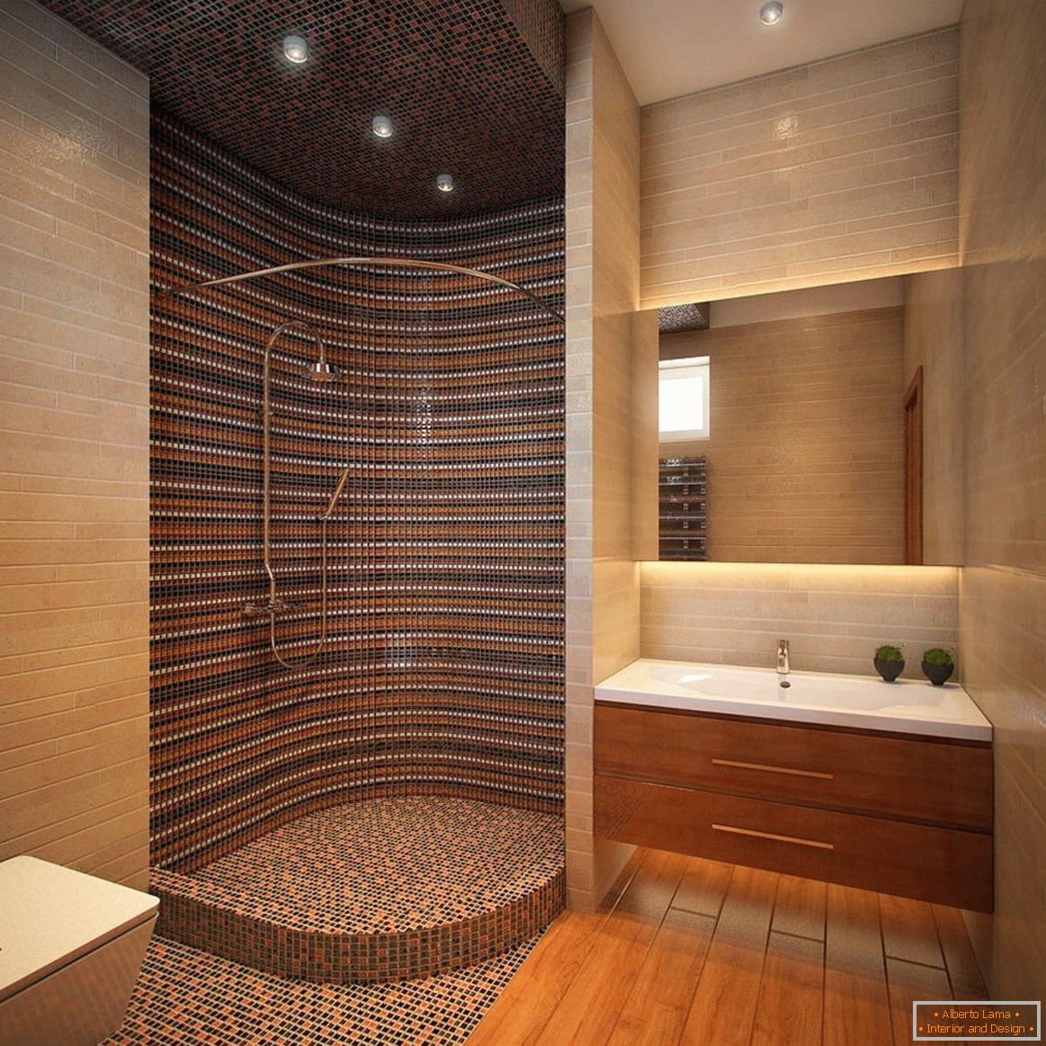 Décoration de cabine de douche avec mosaïque
