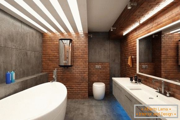 Carrelage pour brique et béton pour salle de bain style loft - photo