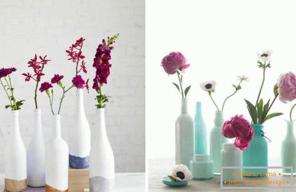 Vases de bouteilles en verre de leurs propres mains - comment peindre