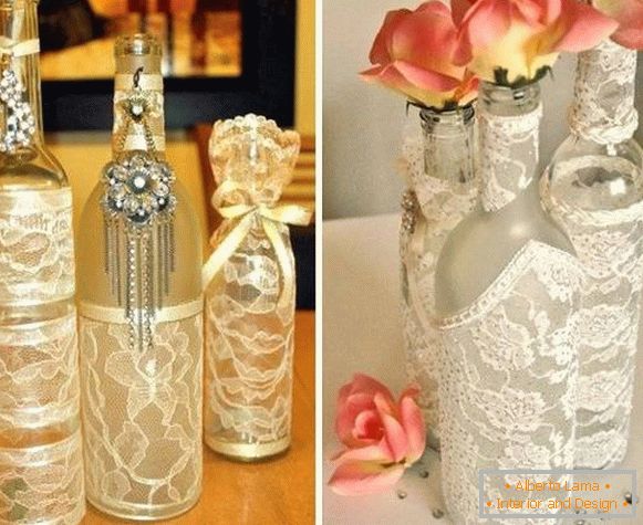 Comment faire un beau vase à partir d'une bouteille et d'une dentelle