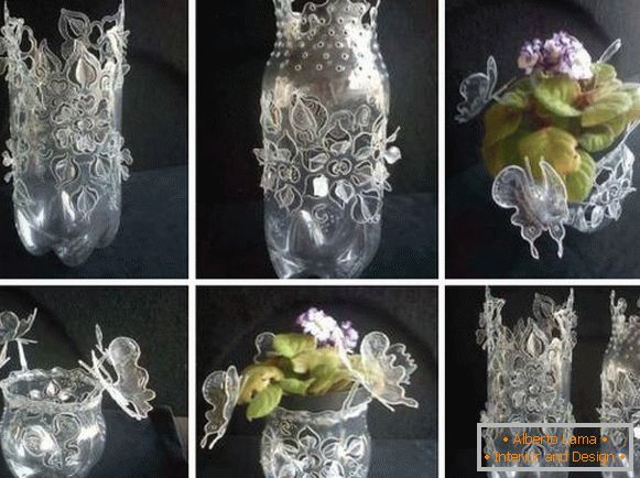 Vase décoratif d'une bouteille en plastique avec vos propres mains