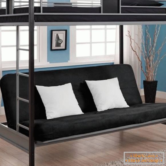 Mobilier photo - un beau lit mezzanine avec un canapé en bas