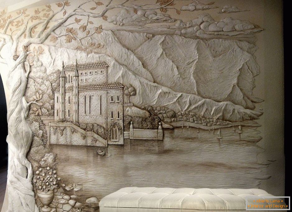 Peinture volumétrique на стене в интерьере