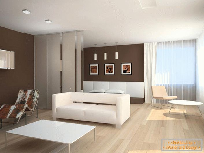 Le style du minimalisme est idéal, s’il s’agit de l’organisation de l’intérieur d’un appartement de petite taille. 