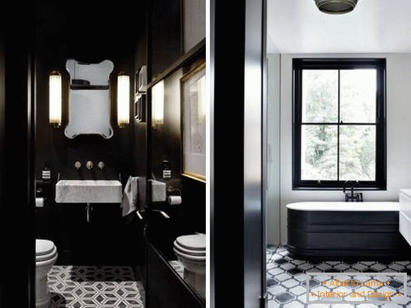 Élégante salle de bains et toilettes design en noir