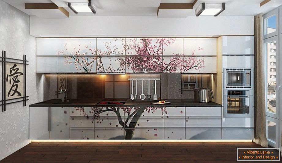 Sakura sur les meubles de cuisine